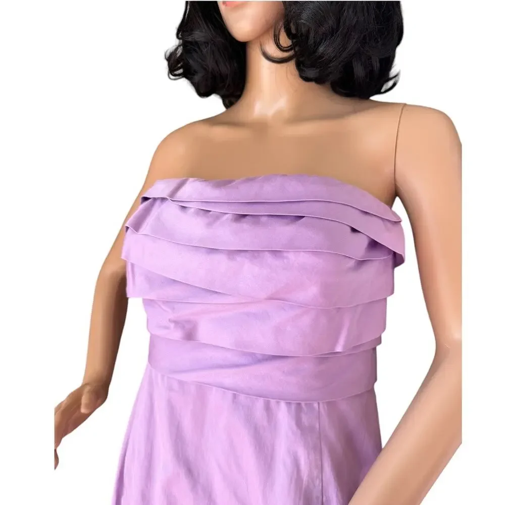 J. Crew Wave Bodice Strapless cotton lavender/ purple dress size 6